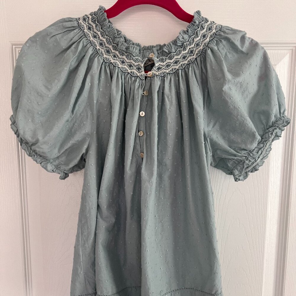 Baybala Willow Top in Sage Green Swiss Dot